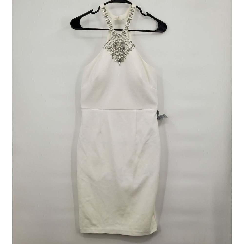 Vince Camuto Embellished Halter-neck Sheath Dress 4 Womens NWT Ivory White